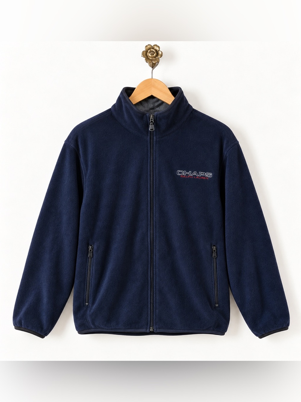 Chaps Ralph Lauren Men’s Navy Blue Fleece Full-Zip Jacket